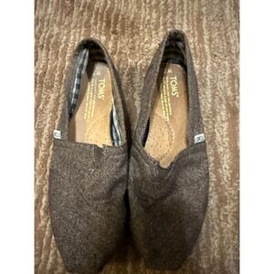 TOMS Classics Herringbone Slip On Loafers Comfort Shoes‎ Brown Size 7 $54 NIB